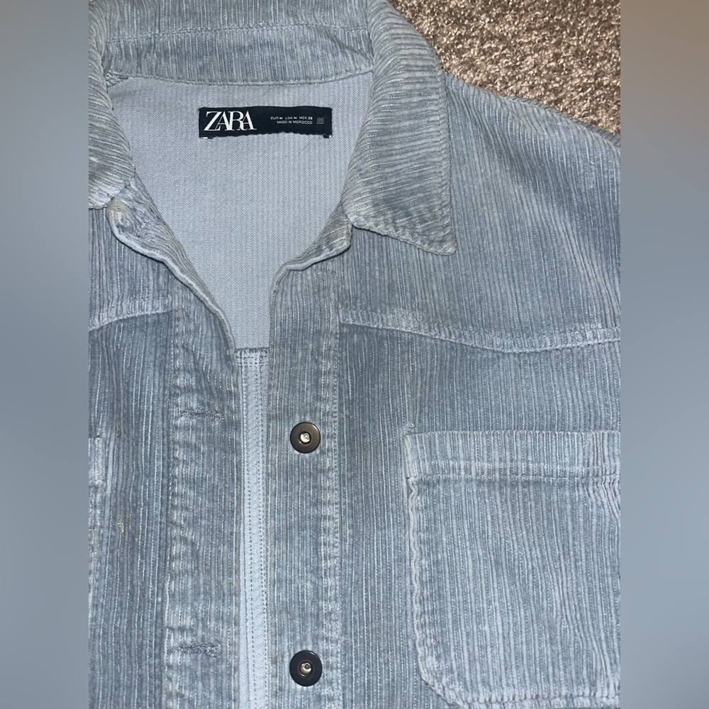 Zara light blue corduroy button up